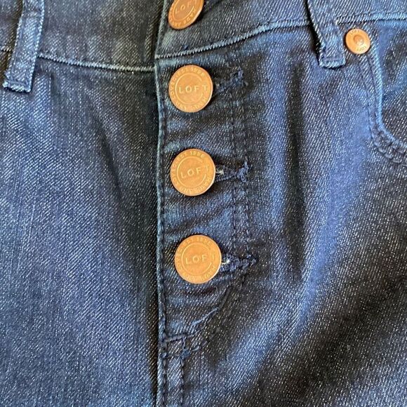 Loft Modern Skinny Button Front High-Rise Dark‎ Wash Jeans NWOT 27 Size 4 - Picture 3 of 14